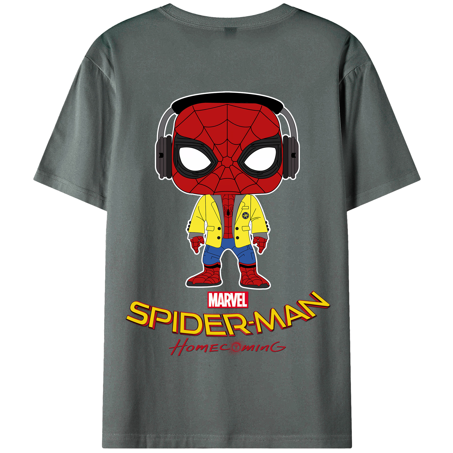 （画像用） Spider Man スパイダーマン 綿100％半袖Tシャツ（背面プリント）